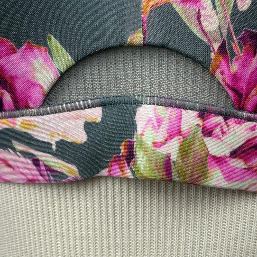 Cacique Womens 40D No-Wire Unlined Plunge Bra Floral Pink Gray Keyhole Cutout - Picture 5 of 12